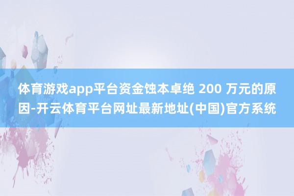 体育游戏app平台资金蚀本卓绝 200 万元的原因-开云体育平台网址最新地址(中国)官方系统