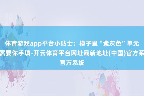 体育游戏app平台小贴士：模子里“紫灰色”单元格需要你手填-开云体育平台网址最新地址(中国)官方系统