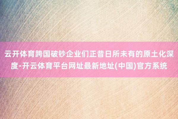 云开体育跨国破钞企业们正昔日所未有的原土化深度-开云体育平台网址最新地址(中国)官方系统